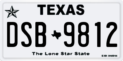 TX license plate DSB9812