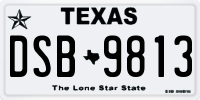 TX license plate DSB9813