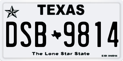 TX license plate DSB9814