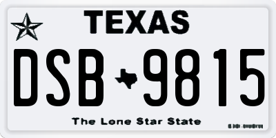 TX license plate DSB9815