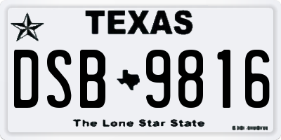 TX license plate DSB9816