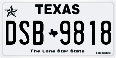 TX license plate DSB9818
