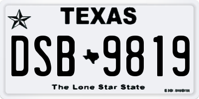 TX license plate DSB9819