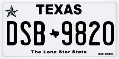 TX license plate DSB9820