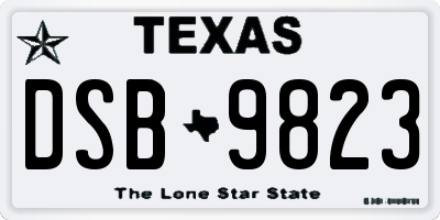 TX license plate DSB9823