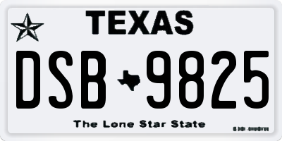 TX license plate DSB9825