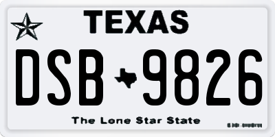 TX license plate DSB9826