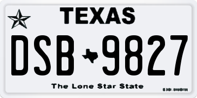 TX license plate DSB9827