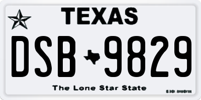 TX license plate DSB9829