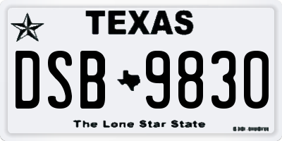 TX license plate DSB9830