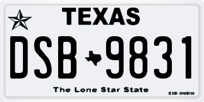 TX license plate DSB9831