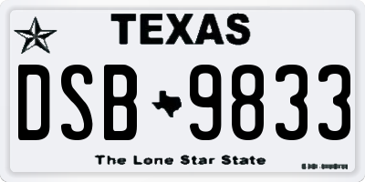 TX license plate DSB9833