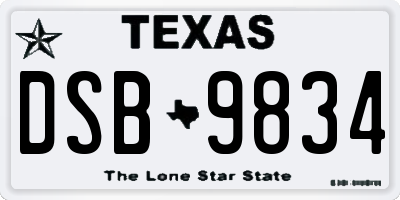 TX license plate DSB9834