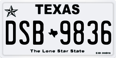 TX license plate DSB9836
