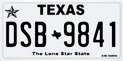 TX license plate DSB9841