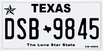 TX license plate DSB9845