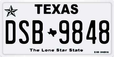 TX license plate DSB9848