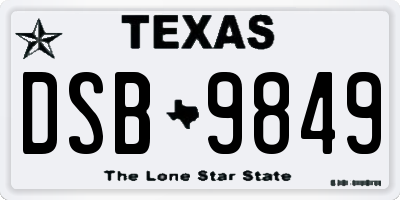 TX license plate DSB9849