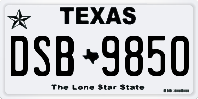 TX license plate DSB9850