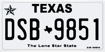 TX license plate DSB9851