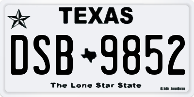 TX license plate DSB9852