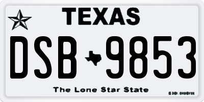 TX license plate DSB9853