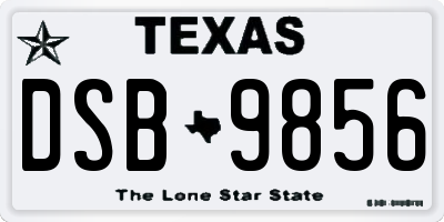 TX license plate DSB9856