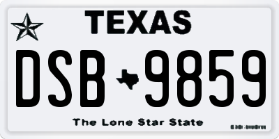 TX license plate DSB9859