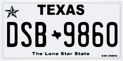 TX license plate DSB9860