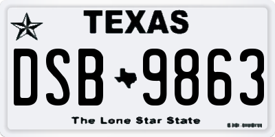 TX license plate DSB9863