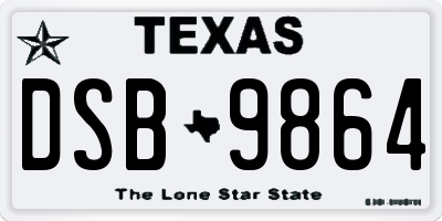 TX license plate DSB9864