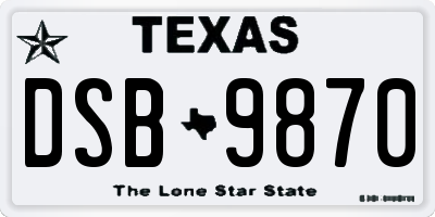 TX license plate DSB9870
