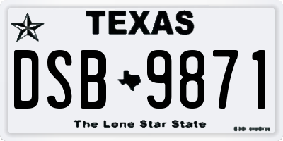 TX license plate DSB9871