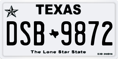 TX license plate DSB9872