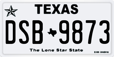 TX license plate DSB9873