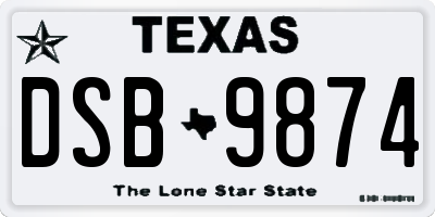 TX license plate DSB9874