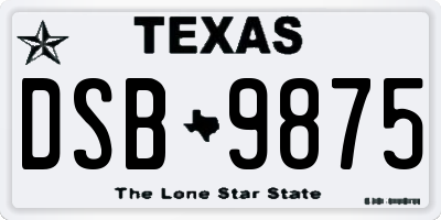 TX license plate DSB9875
