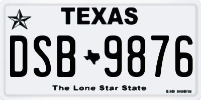 TX license plate DSB9876