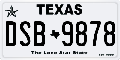 TX license plate DSB9878