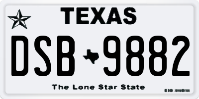 TX license plate DSB9882