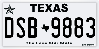 TX license plate DSB9883