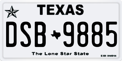 TX license plate DSB9885