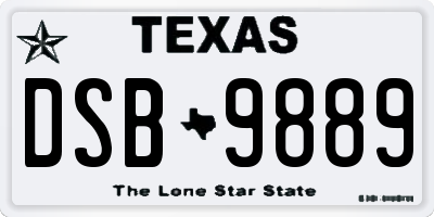 TX license plate DSB9889