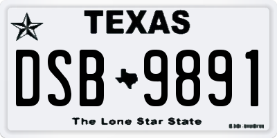 TX license plate DSB9891