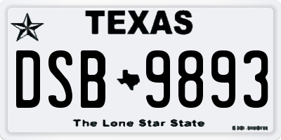 TX license plate DSB9893