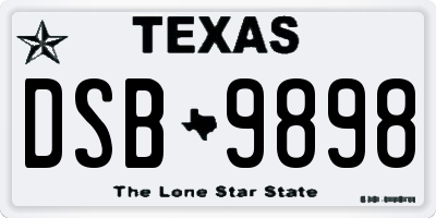 TX license plate DSB9898