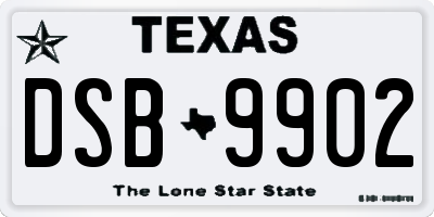 TX license plate DSB9902