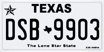 TX license plate DSB9903