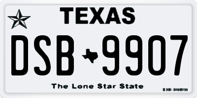 TX license plate DSB9907