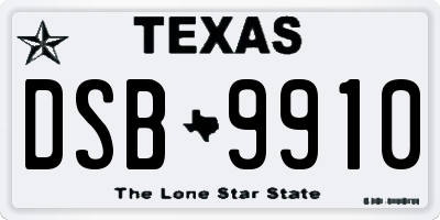 TX license plate DSB9910